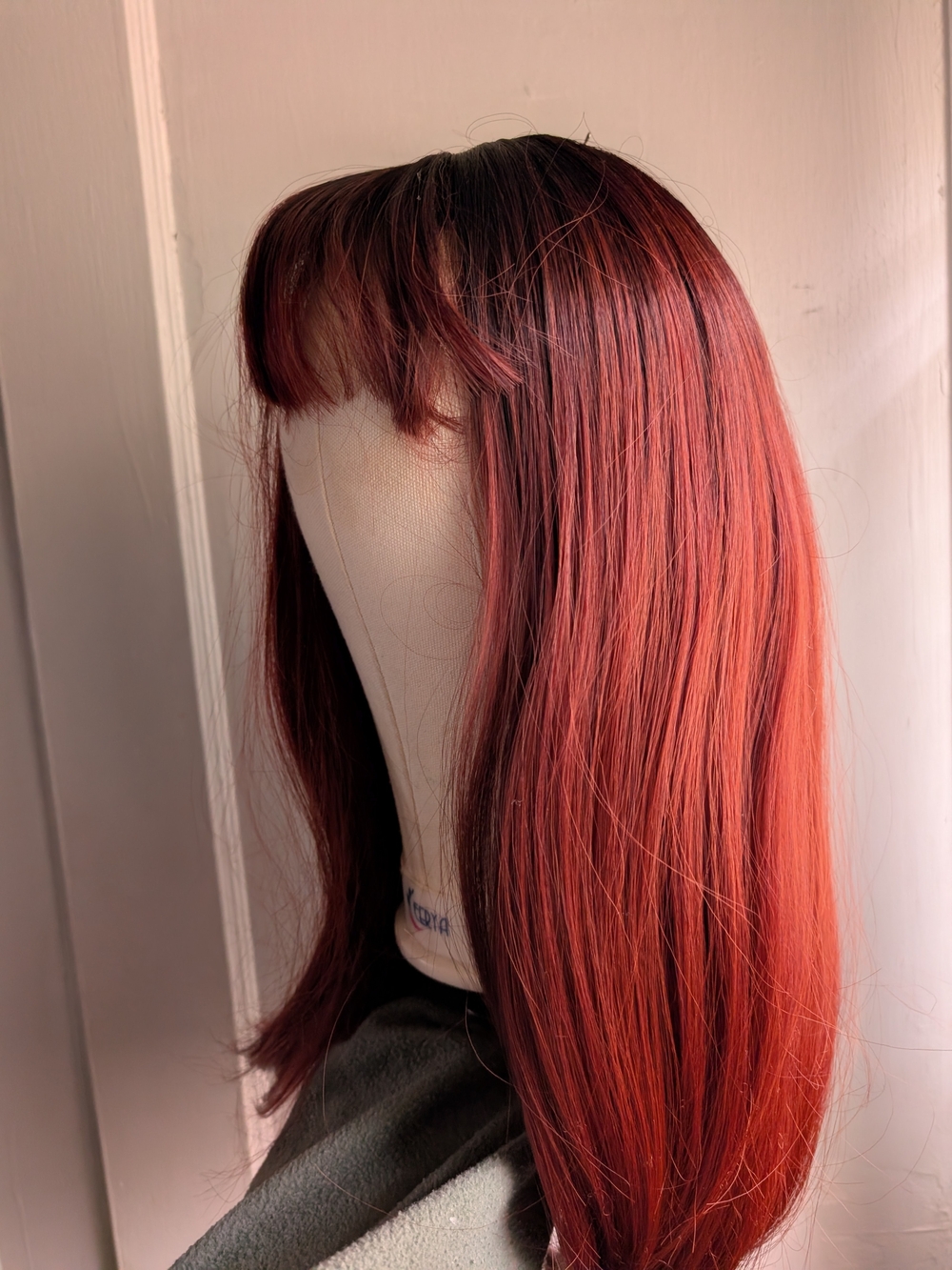 New Auburn Red Straight Wig with Bangs - Unbranded